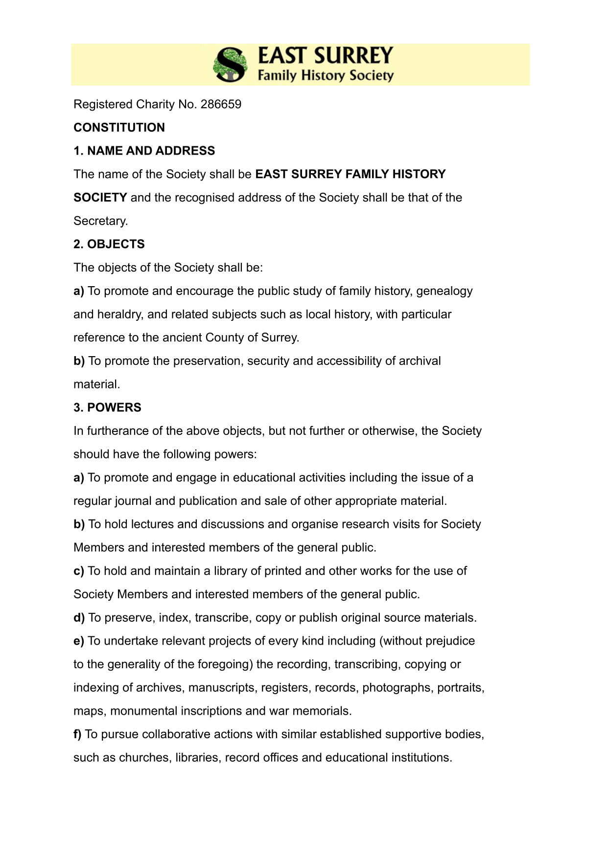 ESFHS Constitution